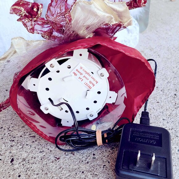 Christmas Fiberoptic Black Angel Tree Topper Irridescent Gold & Maroon Gown Doll - Picture 3 of 9